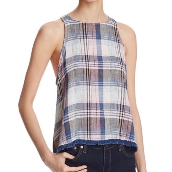 Anthropologie Tops - Anthropologie Cloth & Stone Plaid Fringe Tank